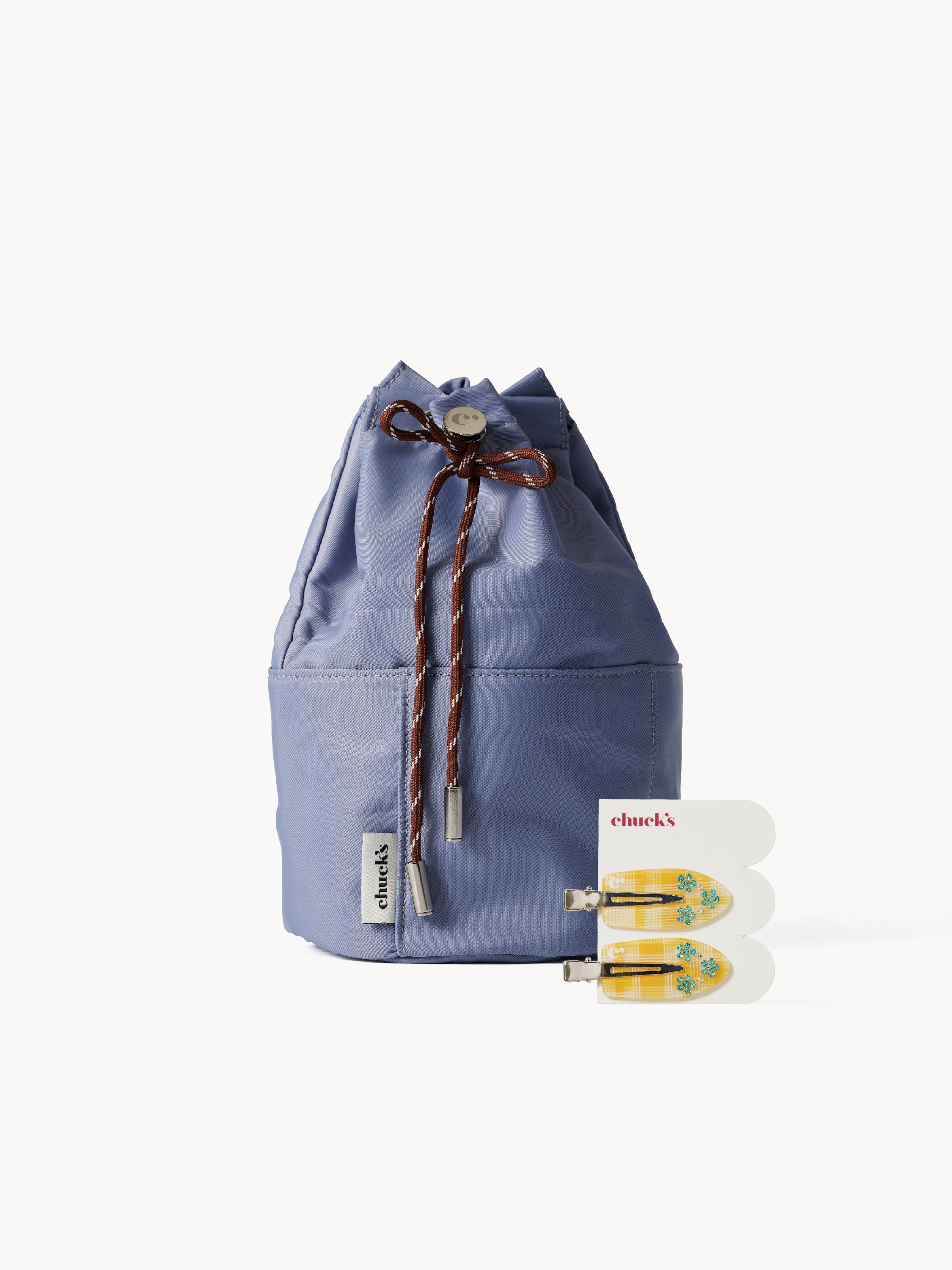 People Pull Drawstring Pull Me In Drawstring Pouch in Dusty Blue