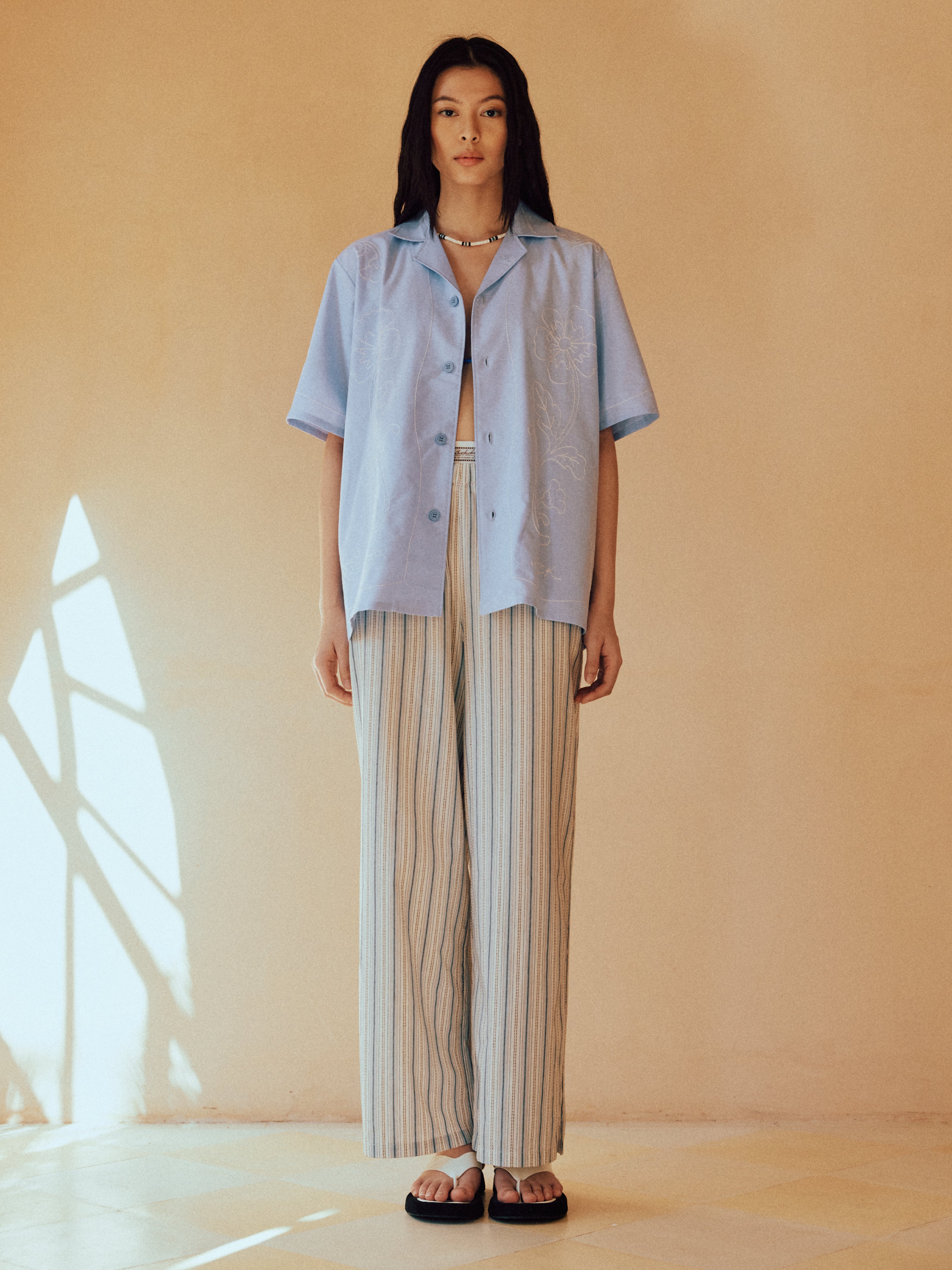 Summer Blues Embroidered Shirt