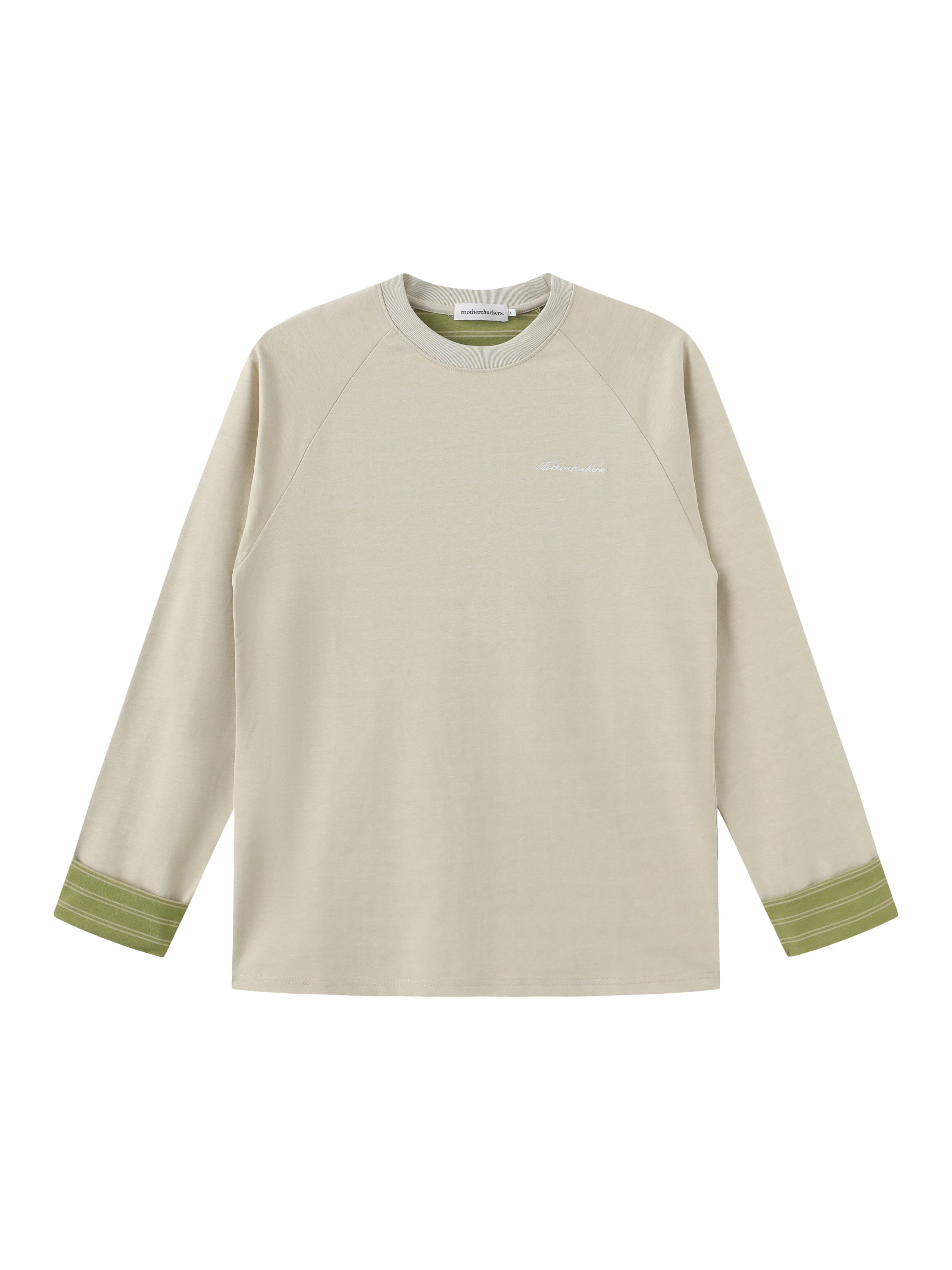Cream Contrast Cuff Long Sleeve Tee