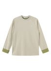 Cream Contrast Cuff Long Sleeve Tee
