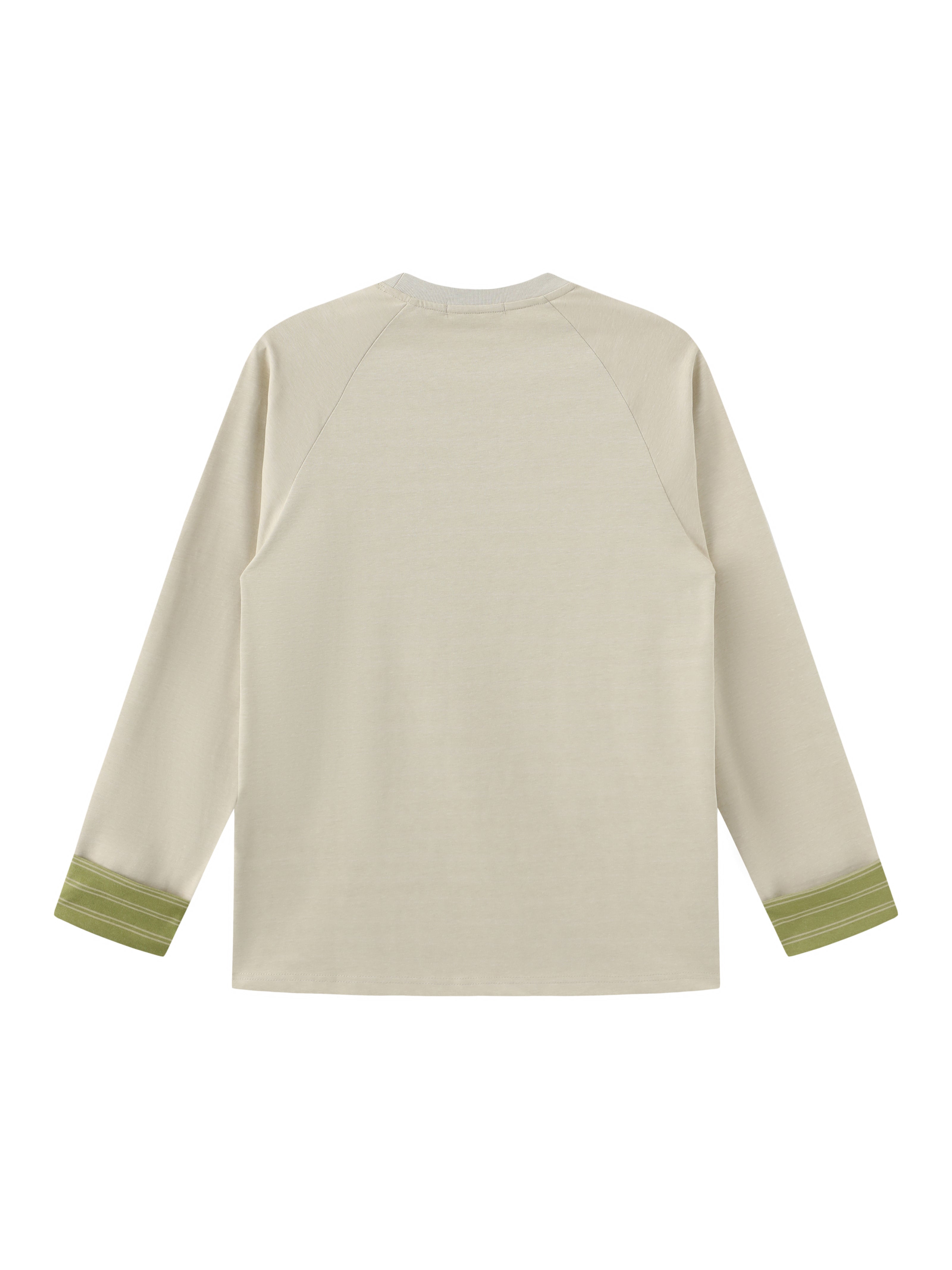 Cream Contrast Cuff Long Sleeve Tee