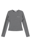 Steel Blue Stripes Fitted Long Sleeve Top