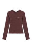 Navy Red Stripes Fitted Long Sleeve Top