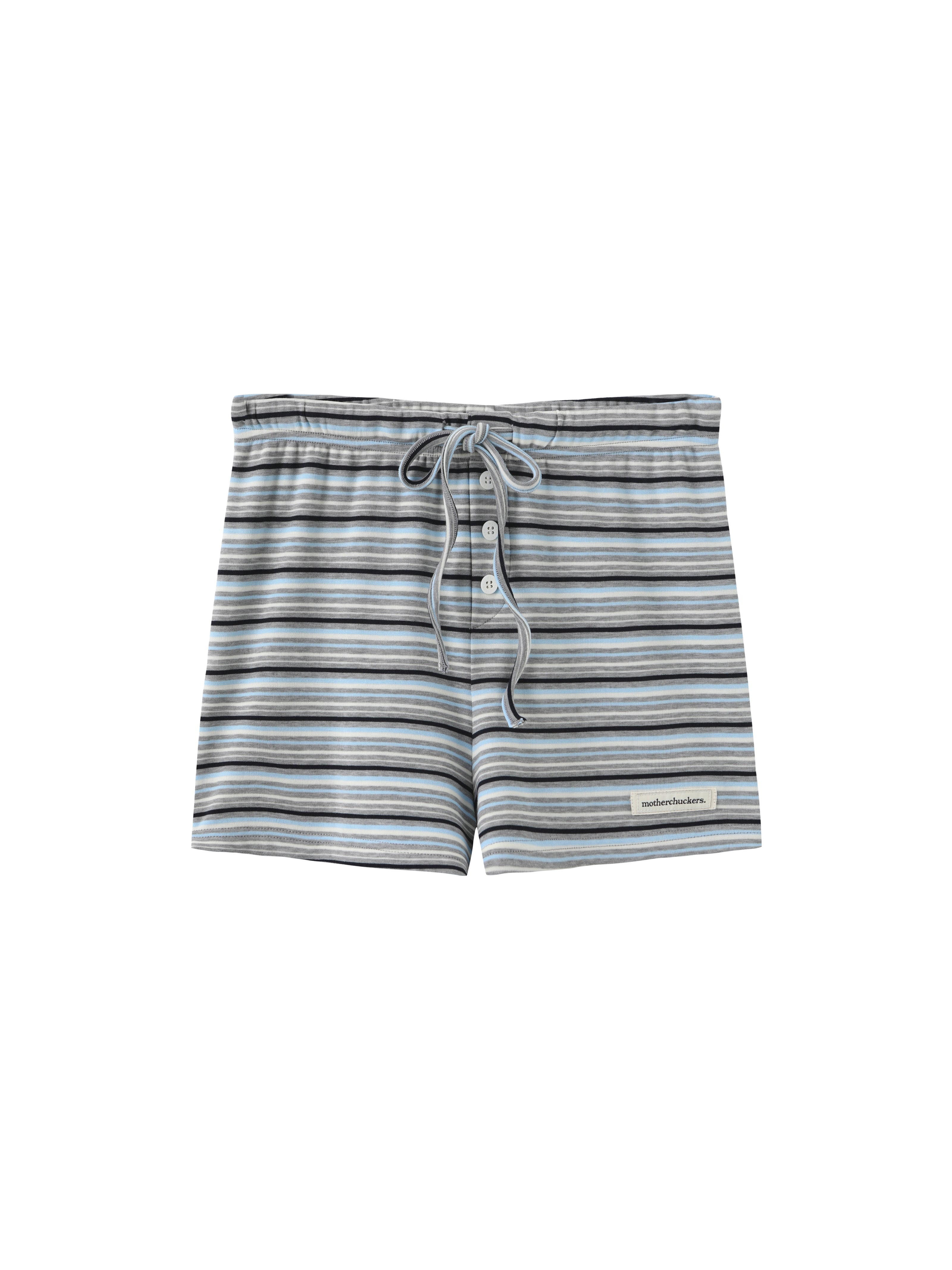 Powder Blue Stripes Fitted Mini Shorts