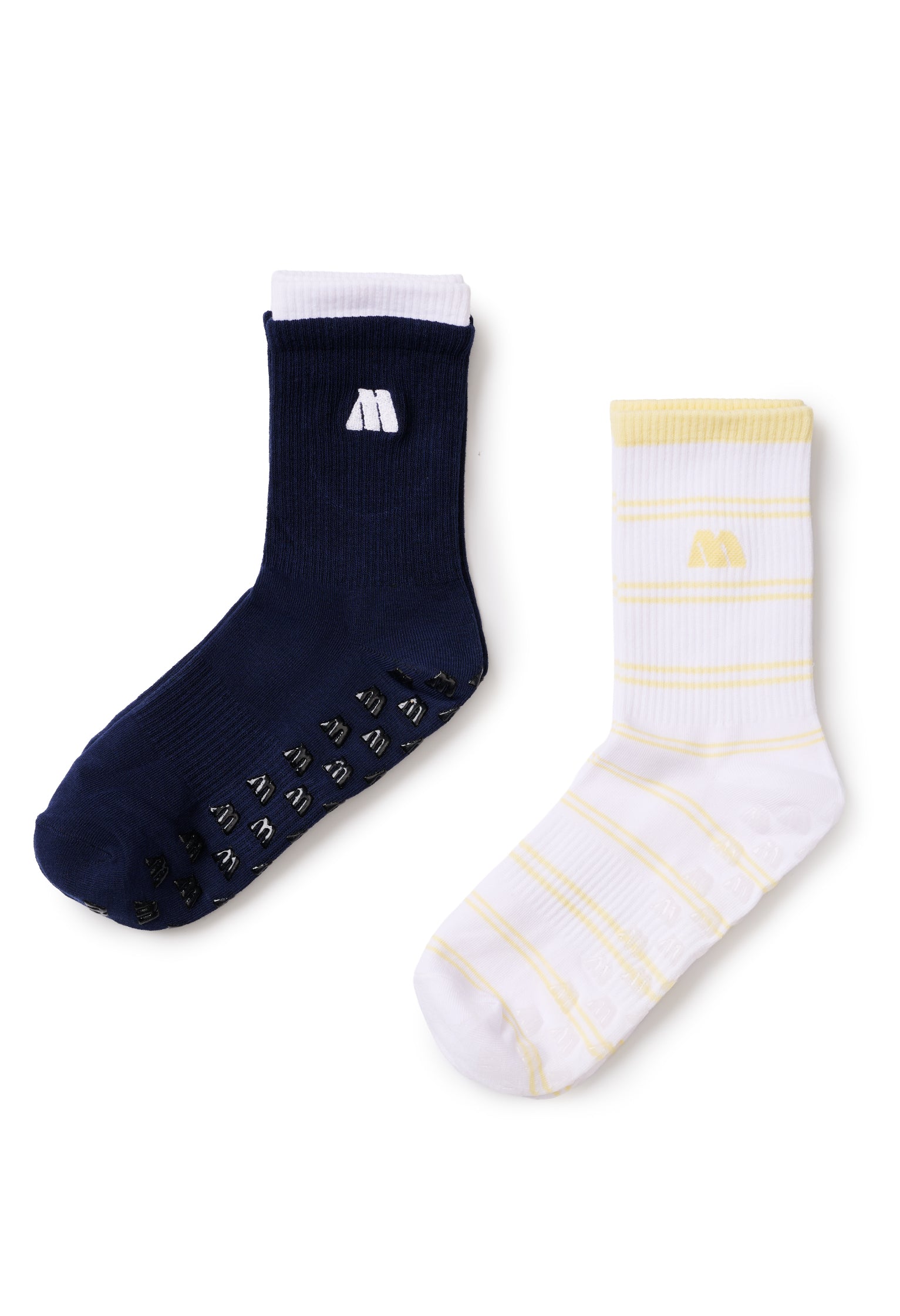 Grippy Socks Set (Navy/Butter Stripes)