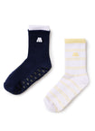 Grippy Socks Set (Navy/Butter Stripes)