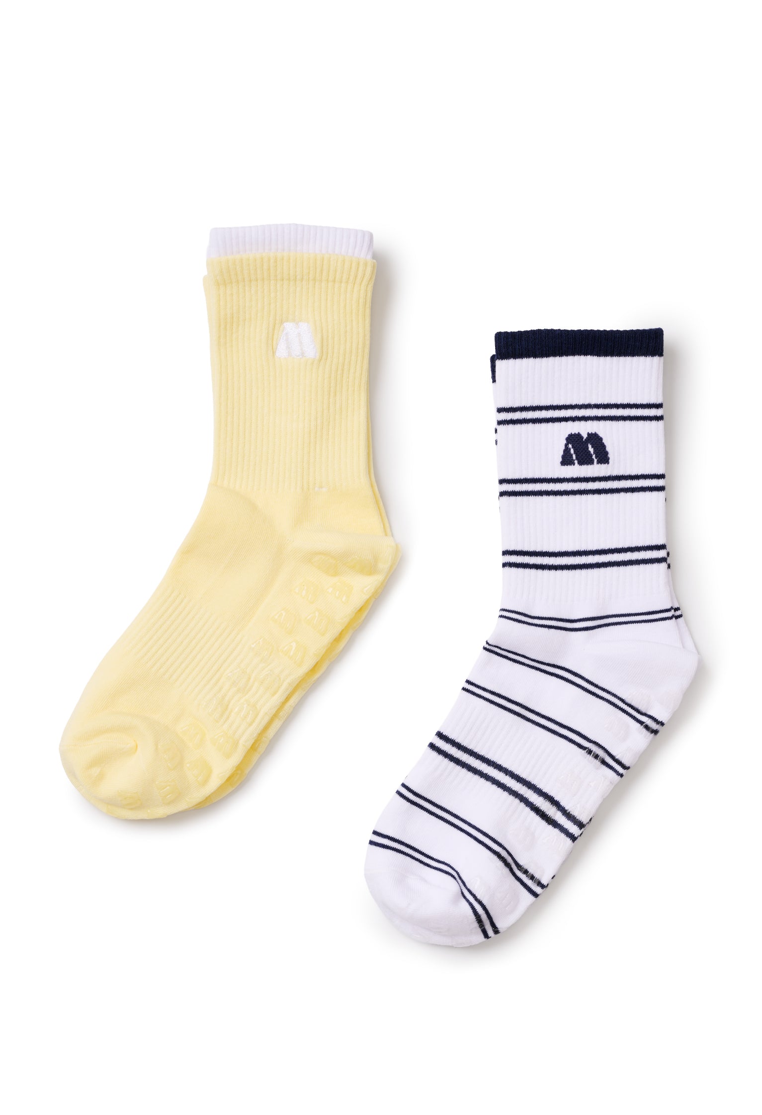 Grippy Socks Set (Butter/Navy Stripes)