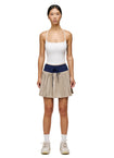 Stone Double Waistband Pleated Skirt