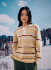 Khaki Multi Gone on Stripe Long Sleeve Polo