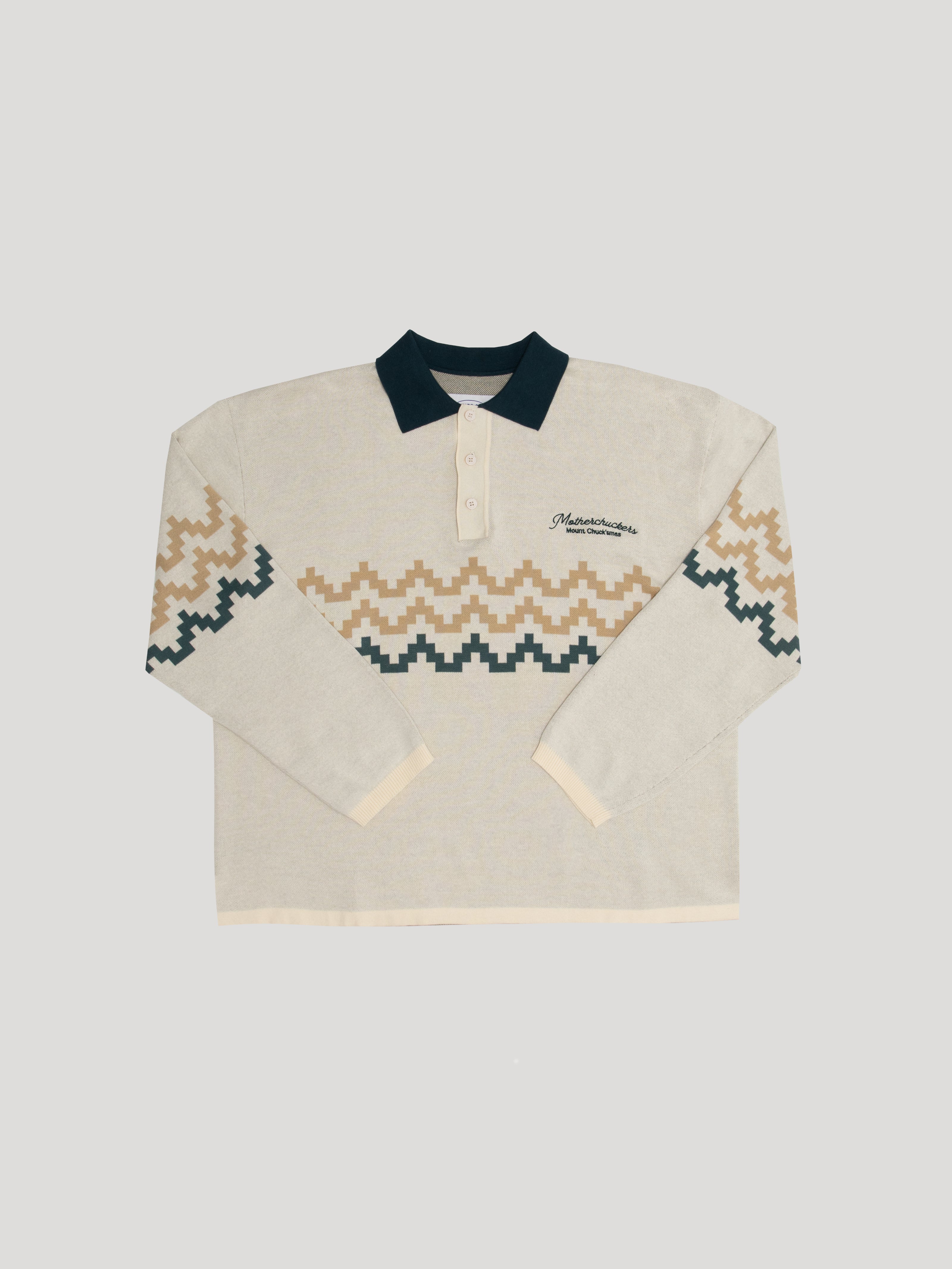 Cream Multi Cozy Baby Long Sleeve Polo