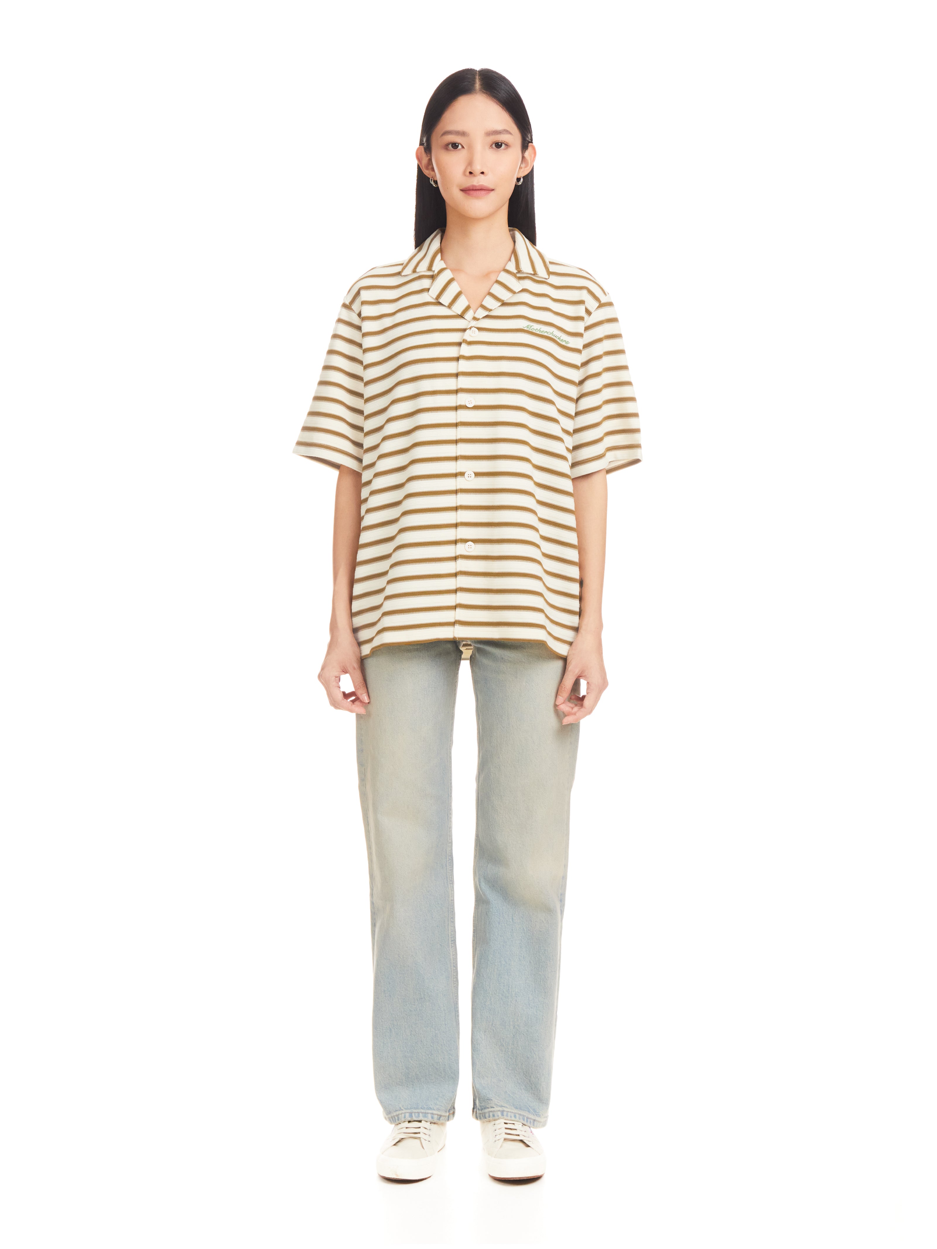 Fresh Kiwi Striped Bowling Shirt