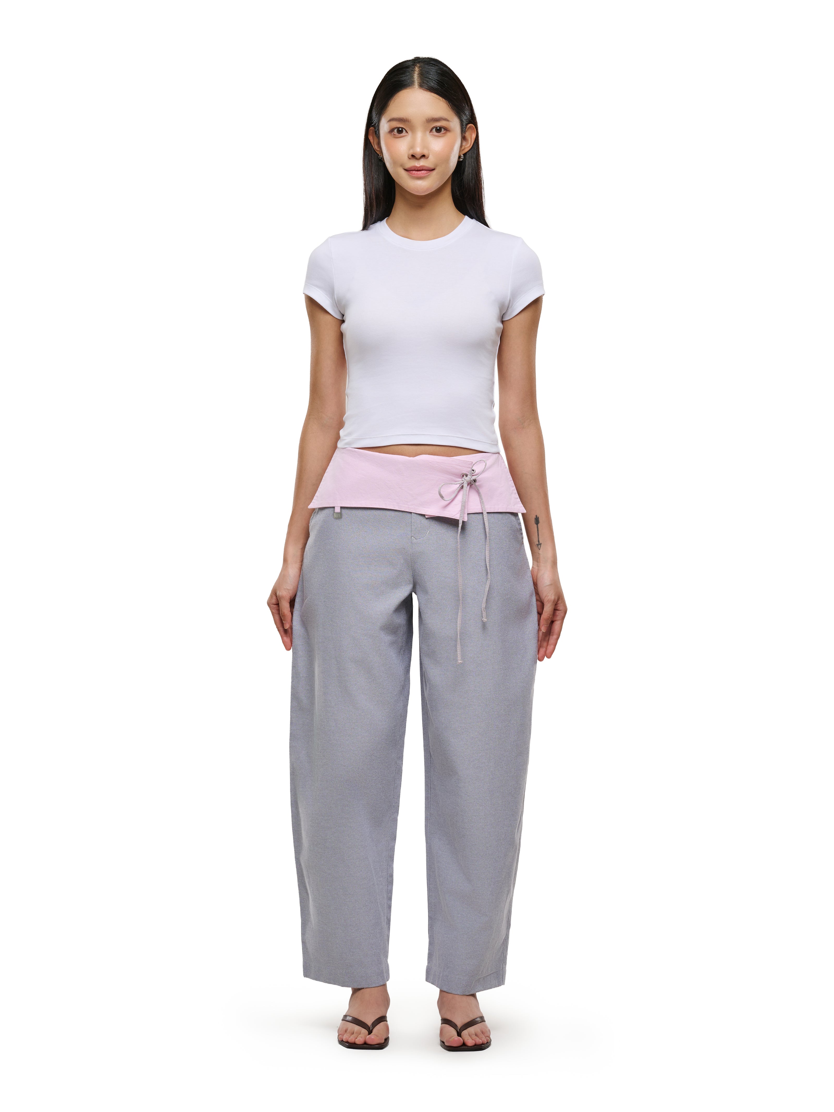 Grey Foldover Pants