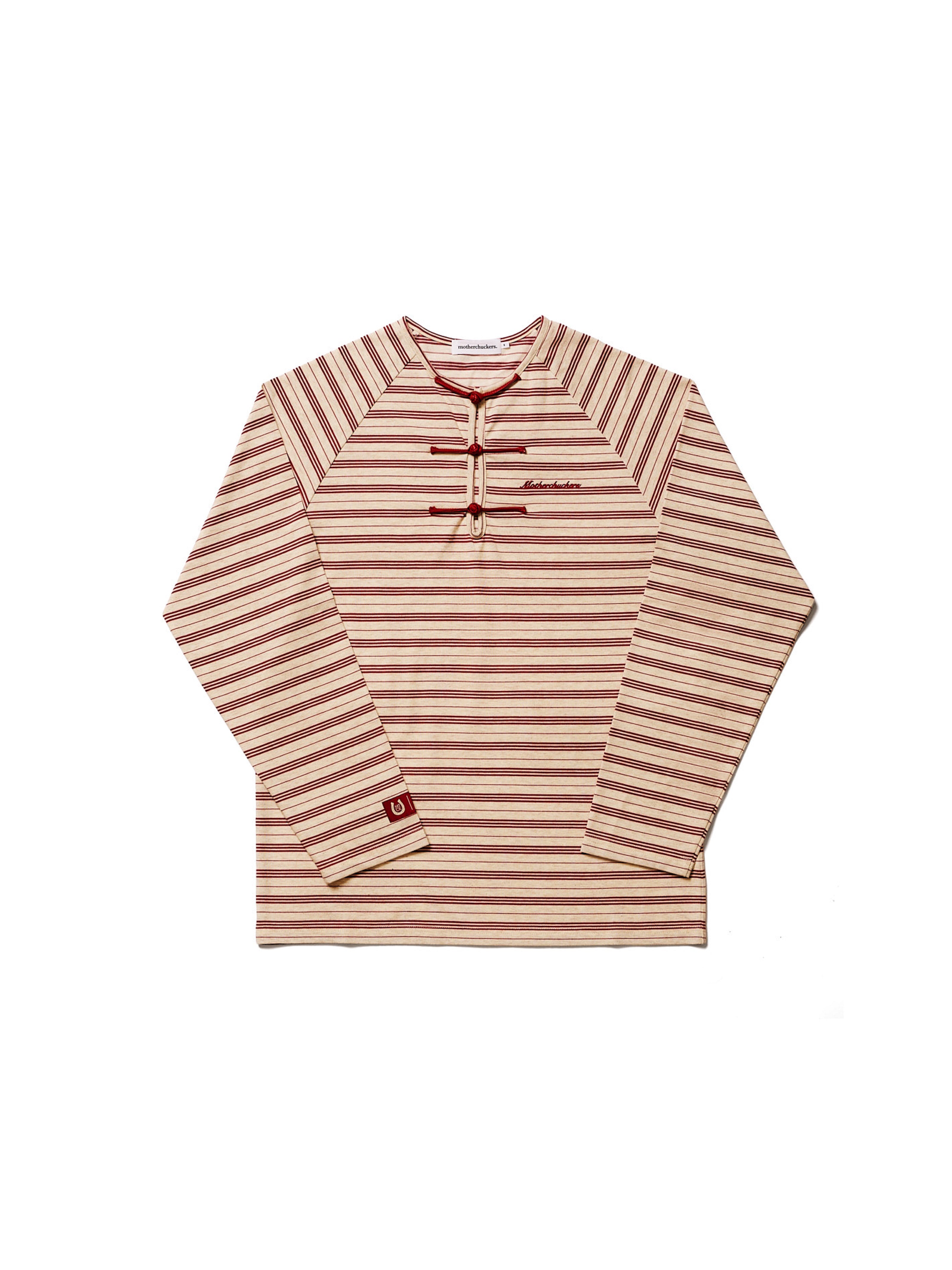 Rouge Stripes Knot Henley Long Sleeve Top