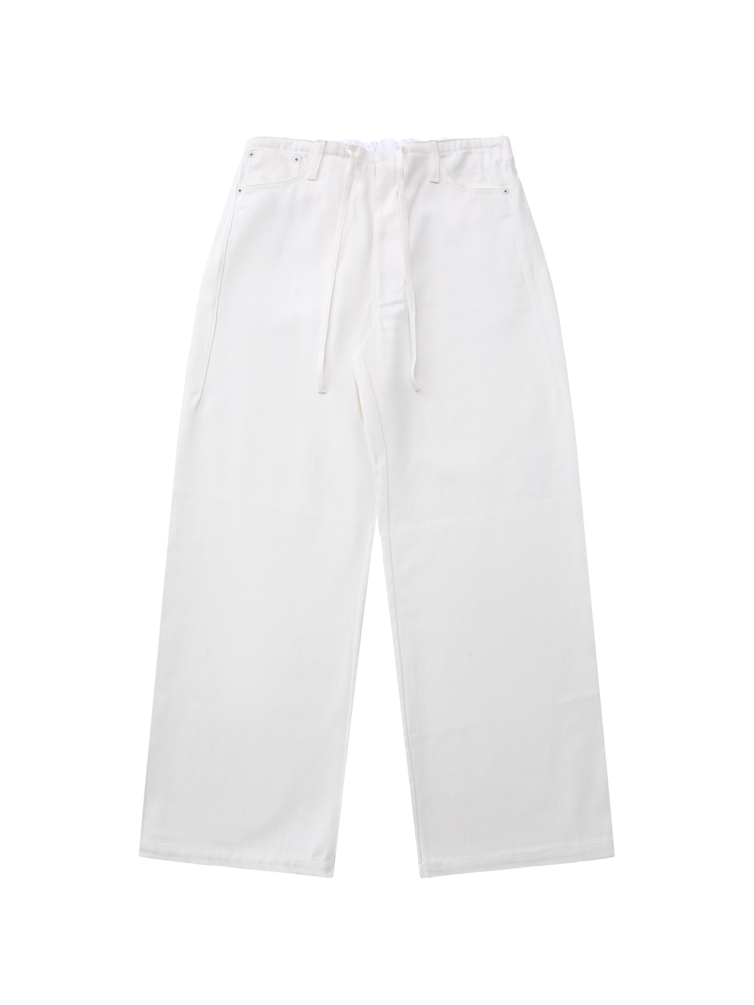 White Drawstring Relaxed Jeans