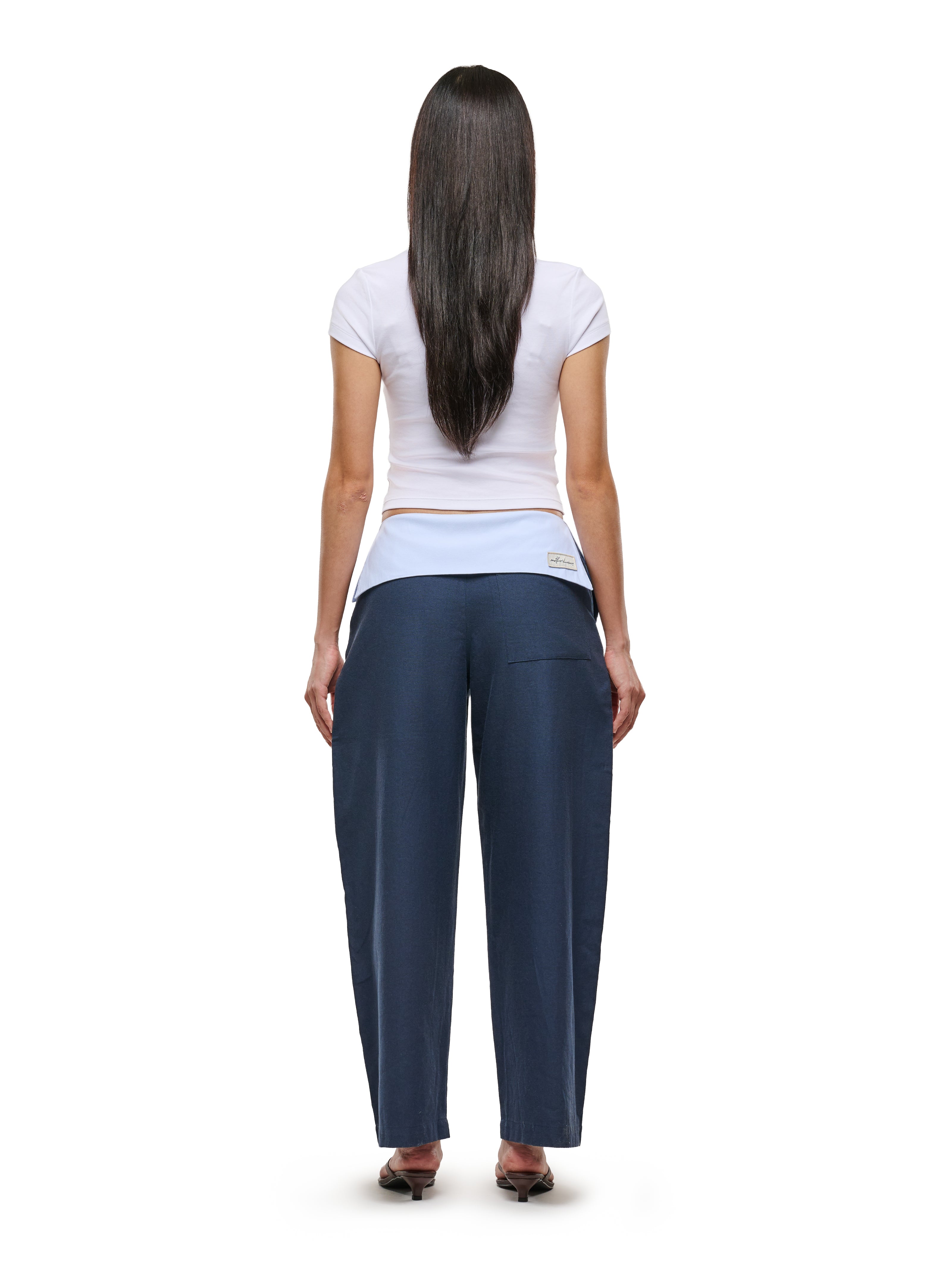 Navy Foldover Pants
