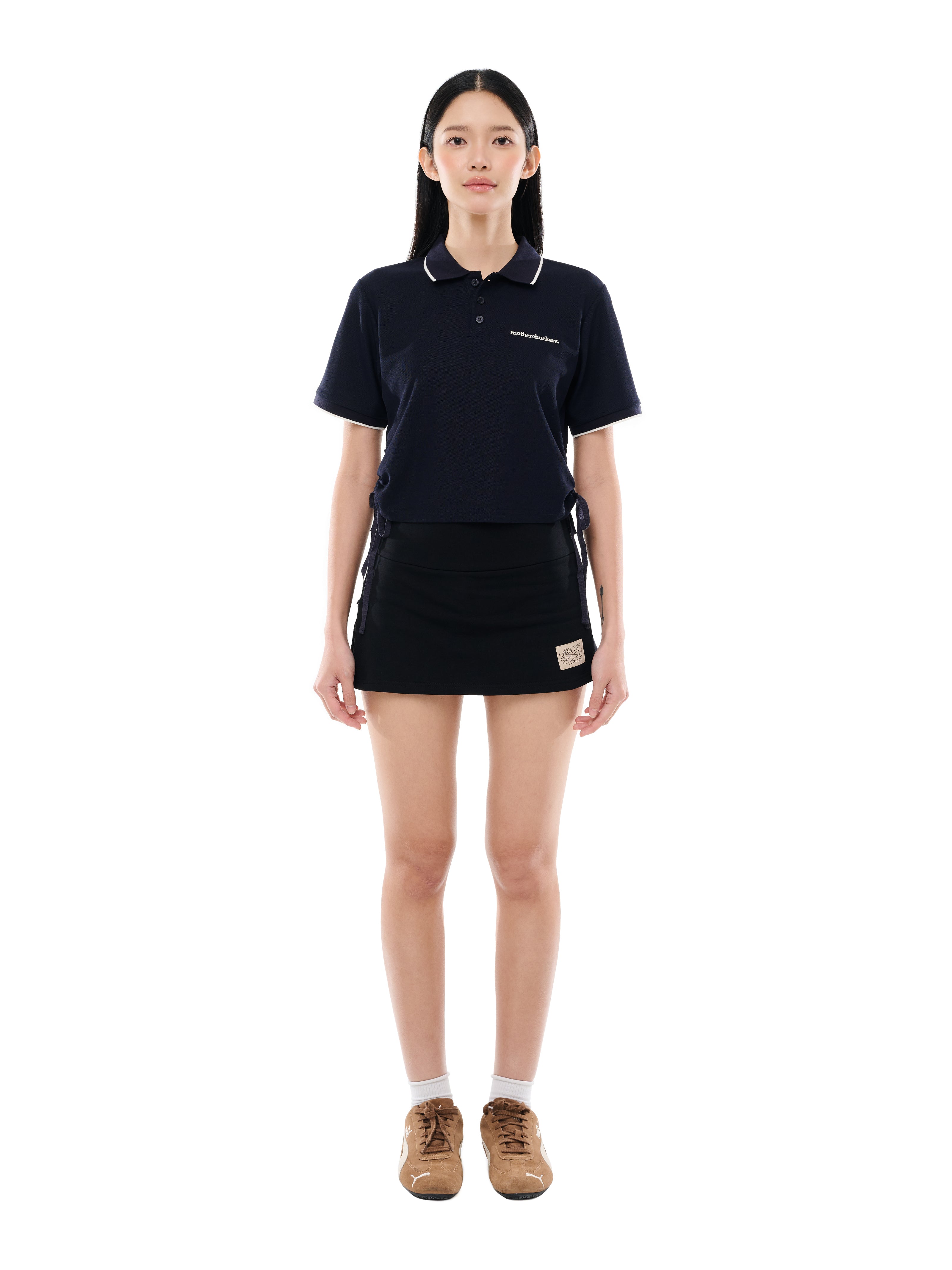 Naughty Navy Snatched Drawstring Polo