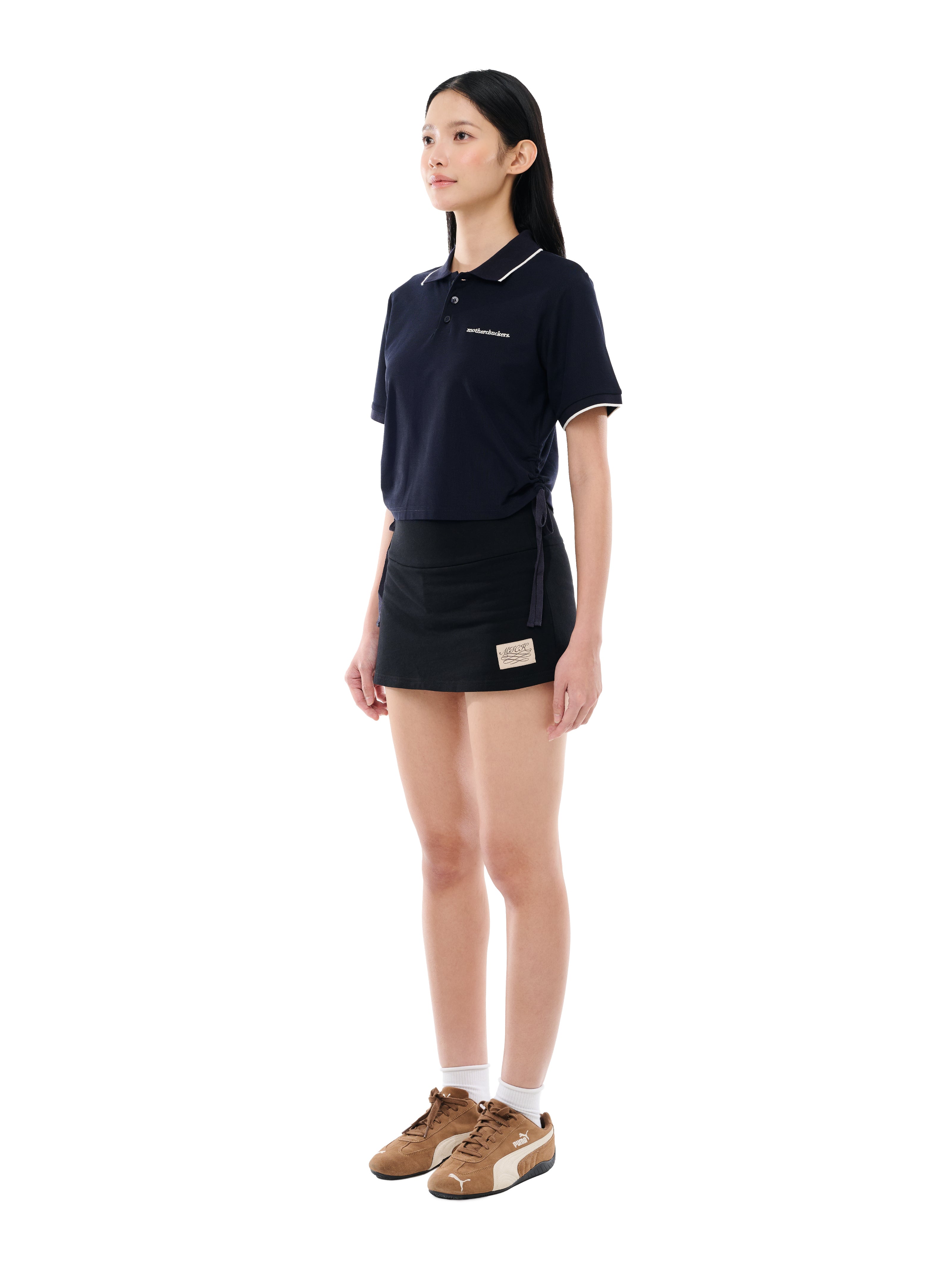 Naughty Navy Snatched Drawstring Polo