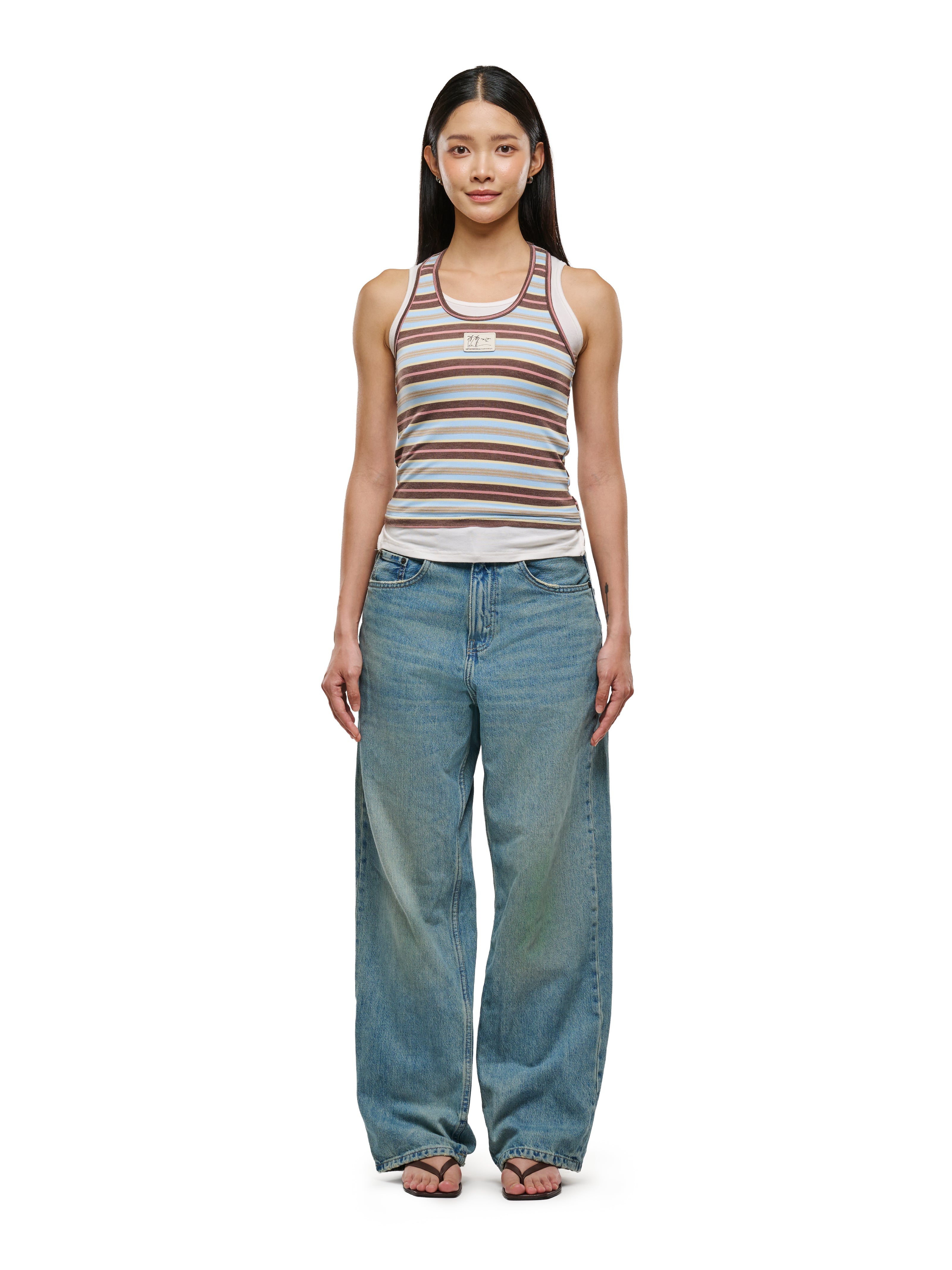 Brown Stripes Double Layered Tank