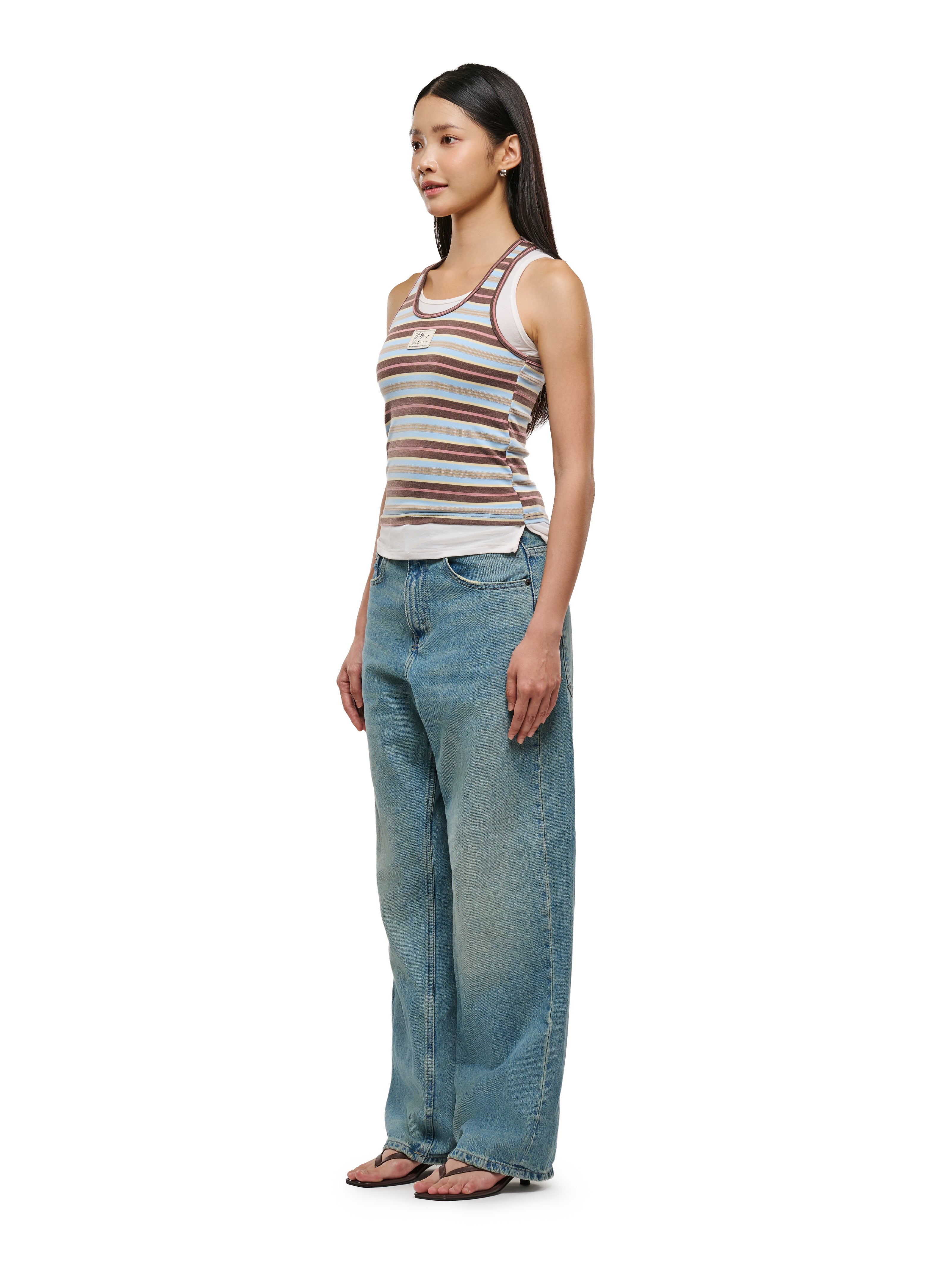 Brown Stripes Double Layered Tank