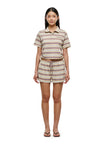 Oat Stripes Snatched Drawstring Polo