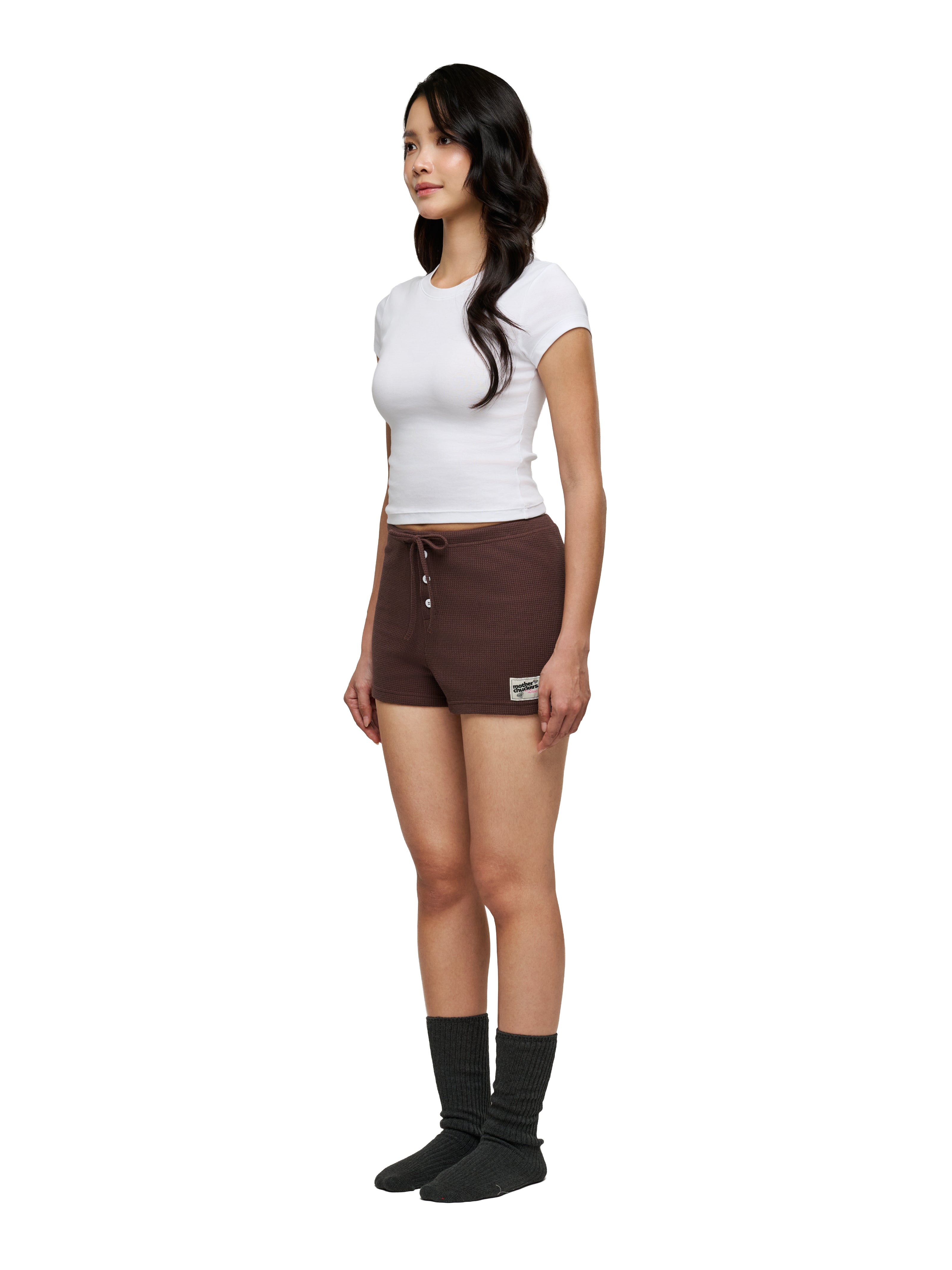Chocolate Waffle Fitted Mini Shorts