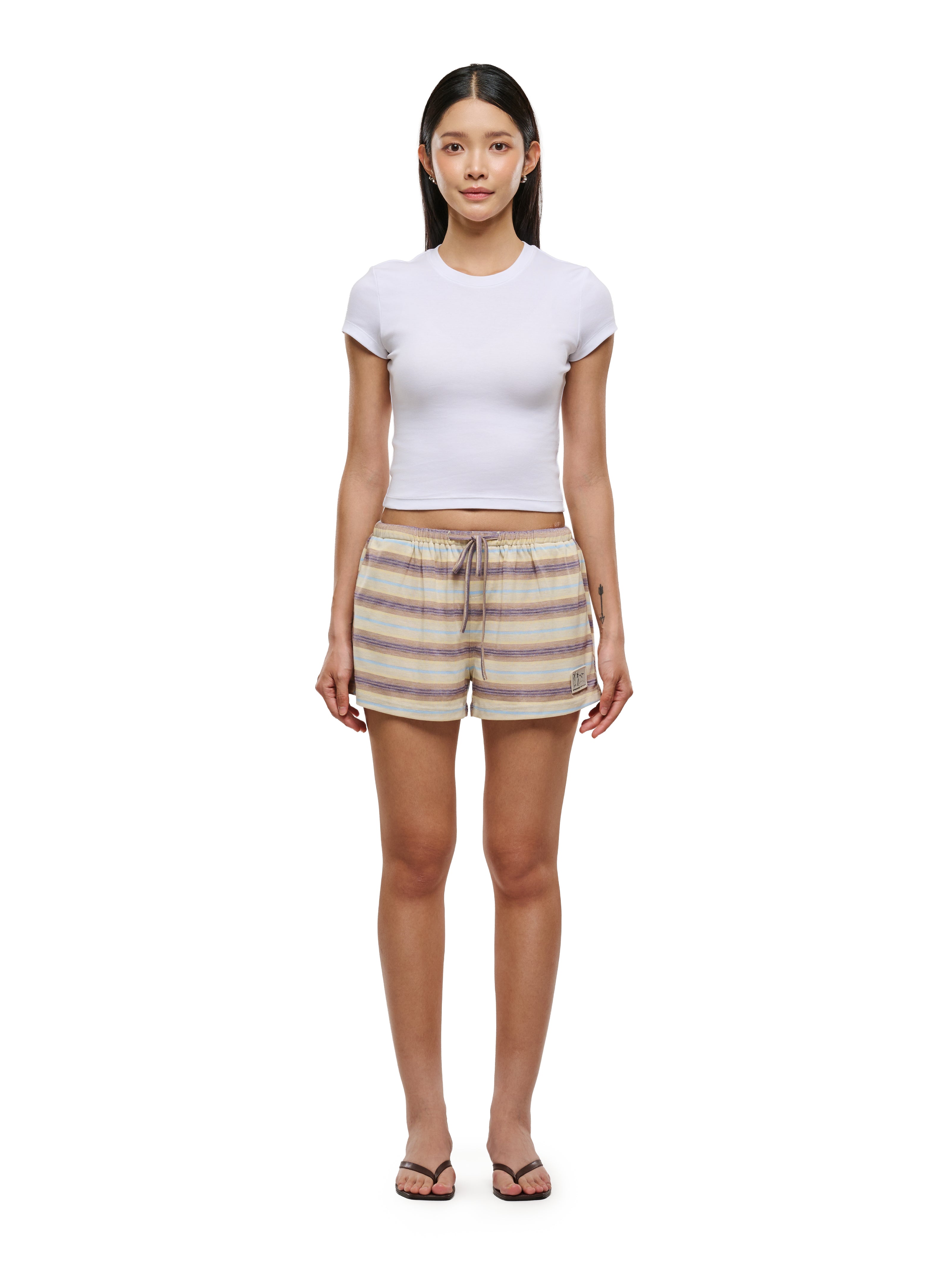 Oat Stripes Mini Shorts