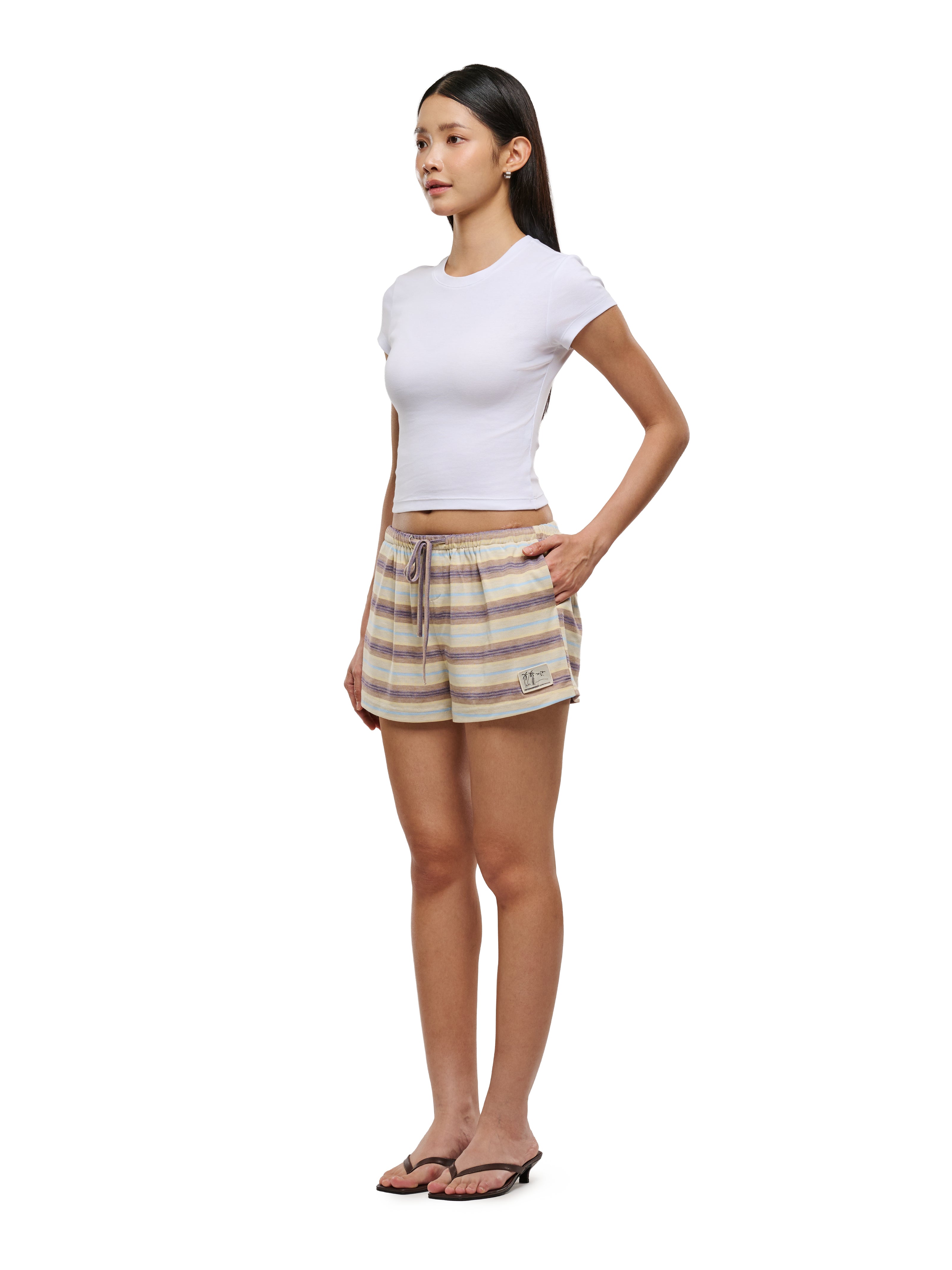 Oat Stripes Mini Shorts