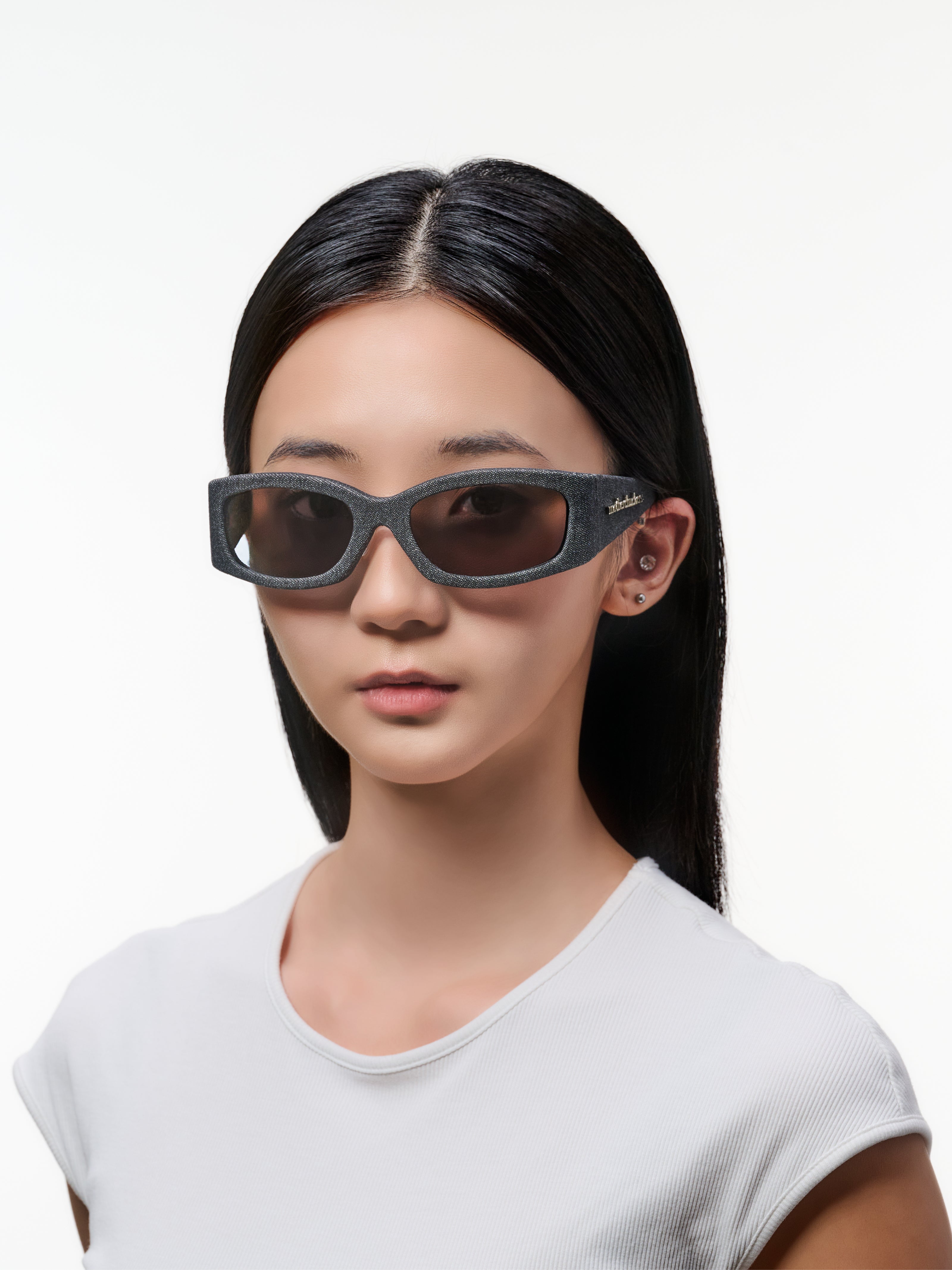 Black Denim Wrap Sunglasses