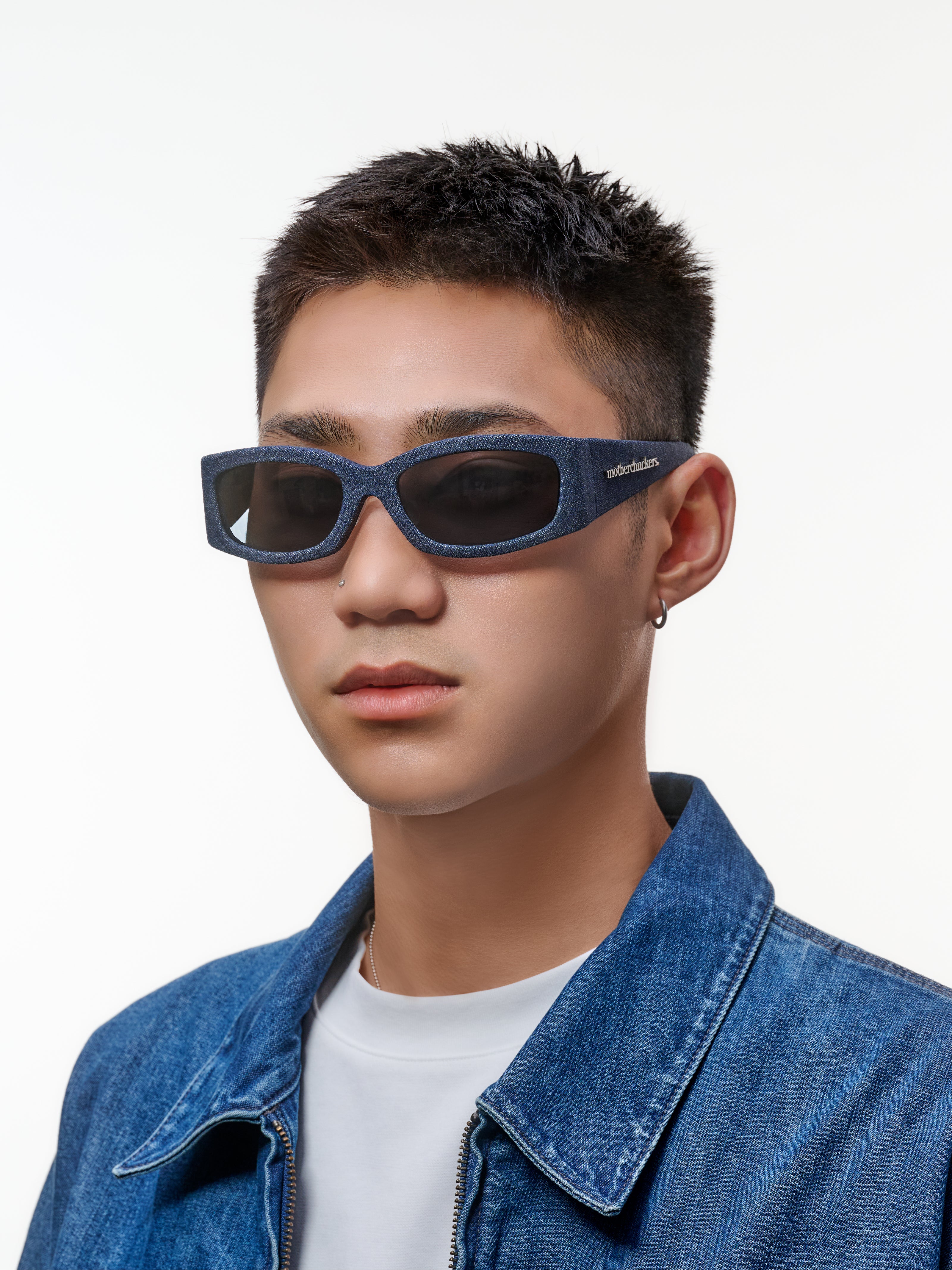 Indigo Denim Wrap Sunglasses
